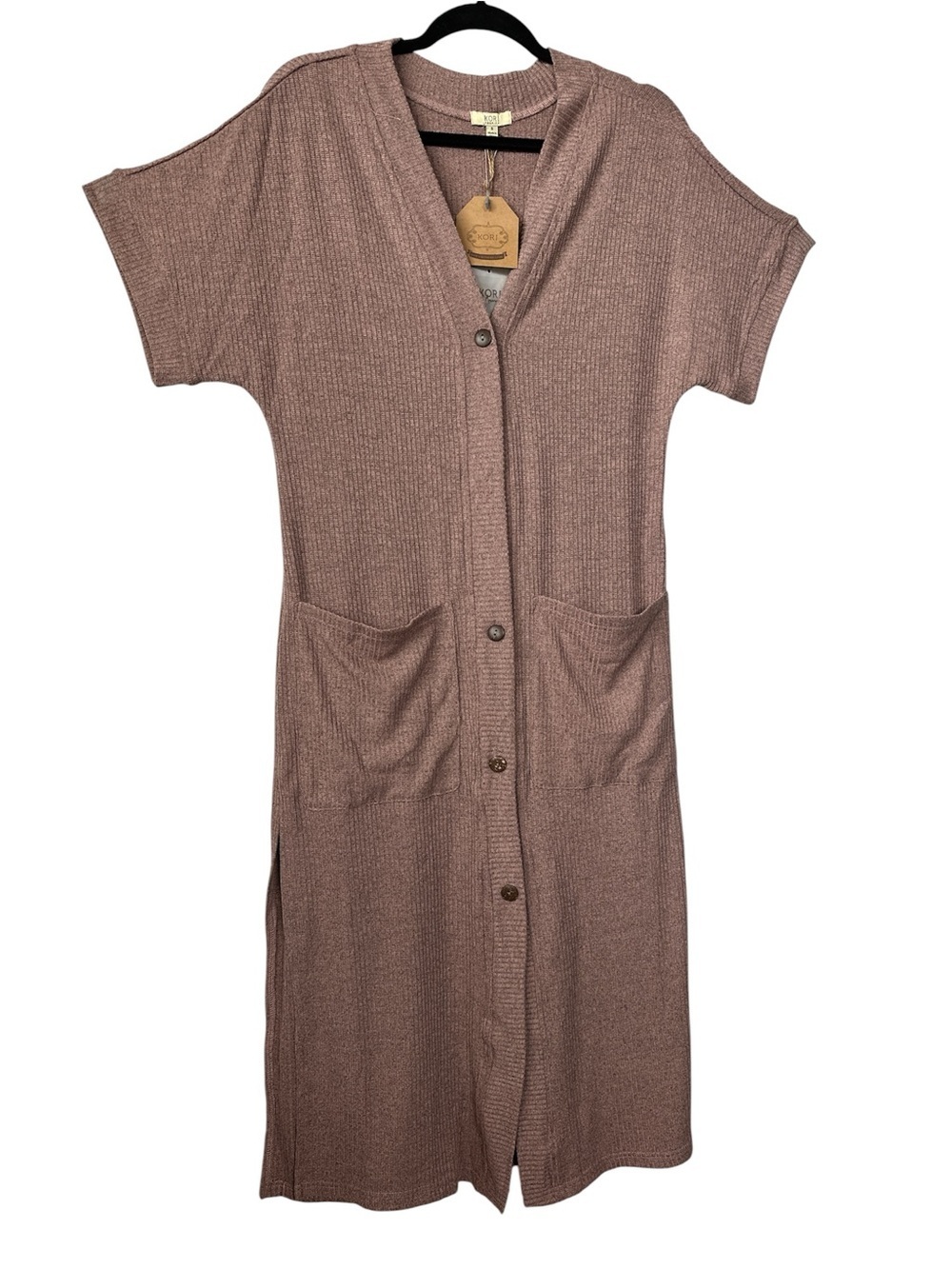 KORI Long Open Cardigan Or Summer Casual Lighweight Button Down Dress
